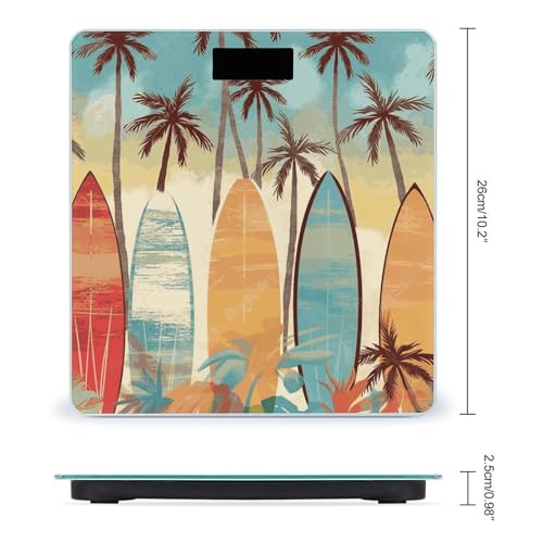 Báscula digital de baño Surfboard Palm Tree con vidrio templado miniatura 2