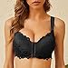 BABAOZHOUHE Sexy Front Closure Bra Plus Size Lace Women Underwear Thin Cup Wireless Lingerie Femme Push Up Bras 100D Black