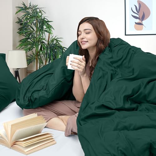 Utopia Bedding Duvet Cover King Size - 3 Piece with Zipper Closure - 1 Comforter Cover 104X90 Inches & 2 Pillow Shams 20X36 Inches (Emerald) Comforter Not Included