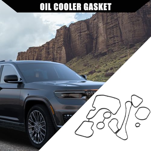Image of No.059117070 /059117070B Oil Cooler Gasket for Audi A6 3.0L 2014-2016 / Inner Engine Oil Filter Adapter Gasket /Durable Rubber / 1Set Black