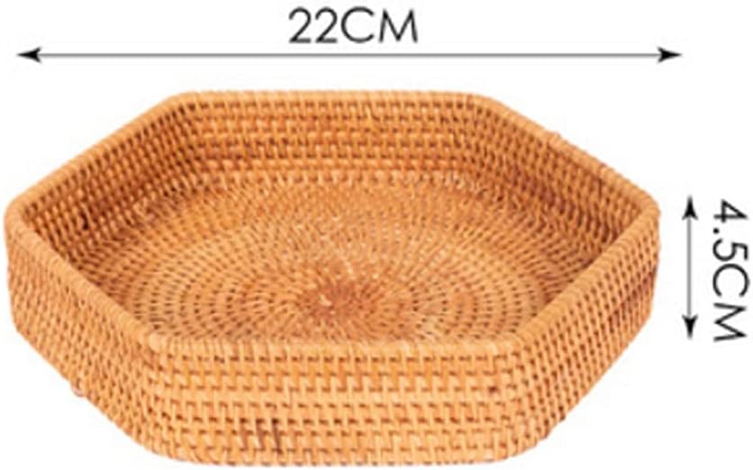 Sundries Storage Box Desktop Cosmetic Storage Storage Basket Household Rattan Kitchen Organizing Box Bread Box (Size : 25cm) (22cm)