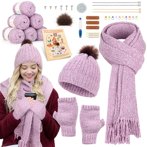 Katech Beginner Knitting Kit for Adults & Kids -...