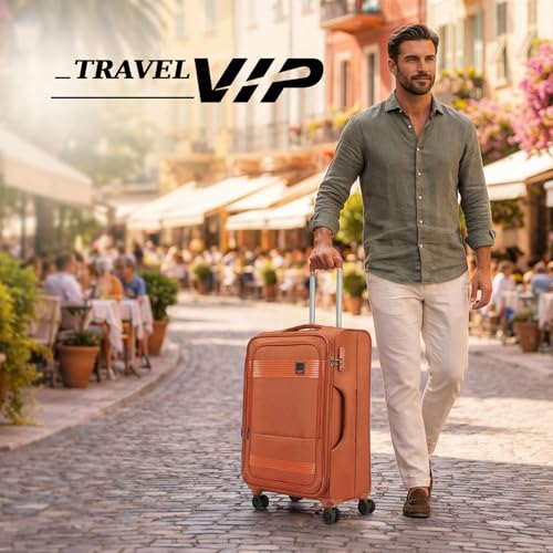 Image of VIP Triumph 8 Wheel Check-in (Medium Size) Soft Case Trolley Bag | TSA Lock | Expandable Polyester Luggage | 3 Year International Warranty | Anti-Theft Zipper | 69 CM Suitcase for Travel | Rust