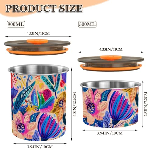 Contenedor para café acero inoxidable con diseño floral miniatura 3