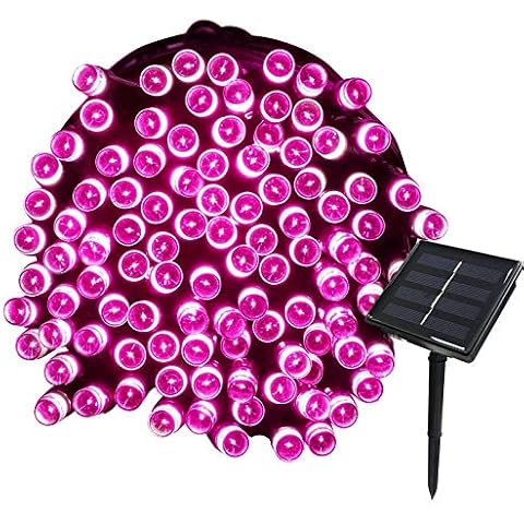 Tuokay, Solar Garden Lights, Outdoor Fairy Lights, Waterproof 72ft 22m 200 LED 8 Twinkling Modes, Decorative Lighting String Lights for Home, Gazebo, Patio, Lawn, Wedding Ornament (Pink) Cover