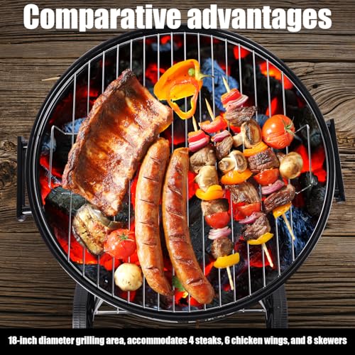 Charcoal Grill: Kettle Charcoal grill with handle, suitable for backyard, outdoor, (18 inches) - Image 8