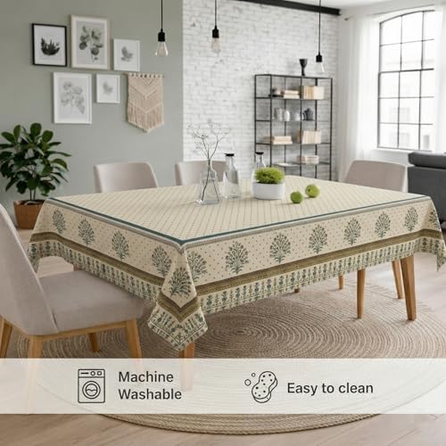Image of STITCHNEST 'Tavola Luxe Series' Dining Table Cover 54x78 Inches | 4 Seater - 6 Seater Rectangular Dining Table Cover | Premium Fabric, Washable & Colour Fast
