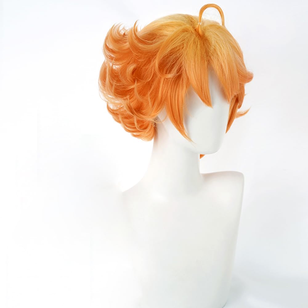 エマ　ウィッグ Anime The Promised Neverland Emma Cosplay Wig Short Orange Curly