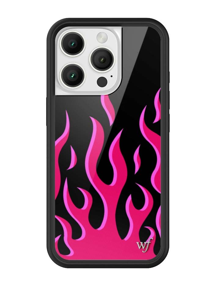 Image of Wildflower Cases - iPhone 16 Pro Compatible - Flames Black and Red | Impact-Certified 6.5 ft Drop Protection Case, Raised Protective Bumper, Cute Aesthetic Design, Women-Owned Small Business