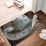SMAZDFXX Tapis d'entrée 40 x 60 cm, Motif Chapeau de rodéo de l'Ouest américain, Absorbant et Facile à Nettoyer, idéal pour Une terrasse, Une Maison de Campagne ou Une Maison de Campagne.