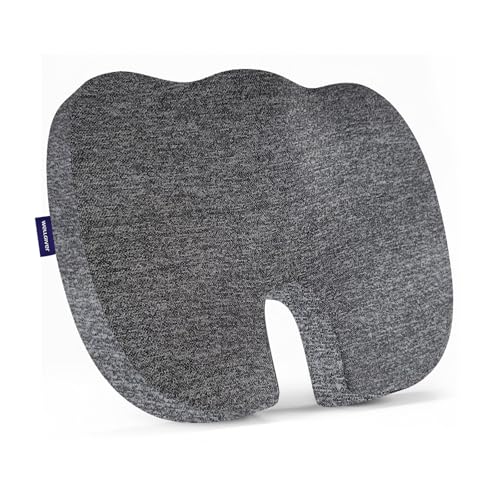Image of WELLGIVER Memory Foam Coccyx Seat Cushion - Orthopedic Chair Pad for Tailbone, Sciatica & Lower Back Pain Relief | Ideal for Office Chairs, Car Seats & Home Use | Removable & Washable Cover
