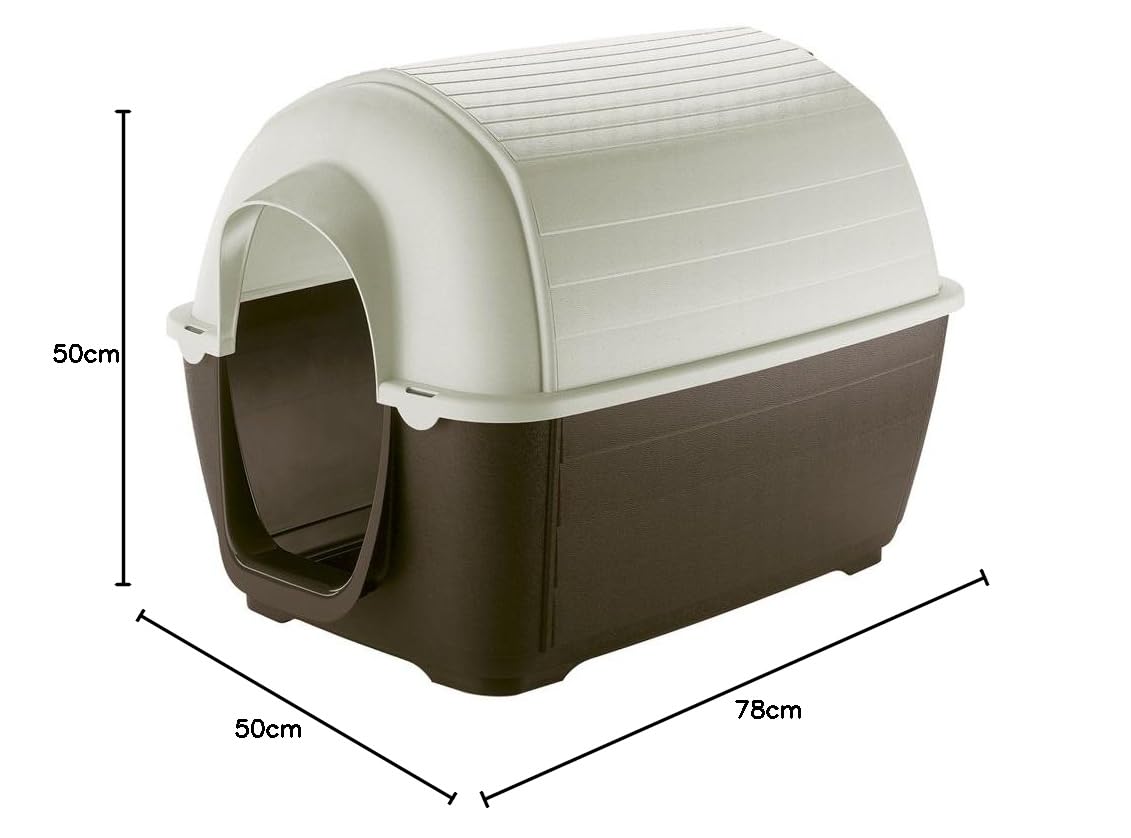 Ferplast Caseta de Exterior para Perros Kenny 01, Resina termoplástica Resistente a los Golpes y a los Rayos UV, Sistema de Drenaje de líquidos, Rejilla de ventilación, 50 x 78 x h 50 cm
