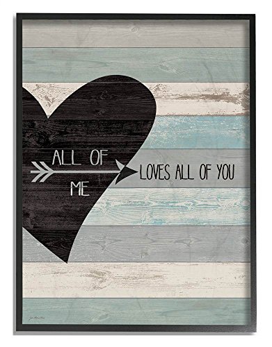 Stupell Industries All of Me Loves All of You Distressed Heart Black Framed Wall Art, 11x14, Design by Artist Jo Moulton