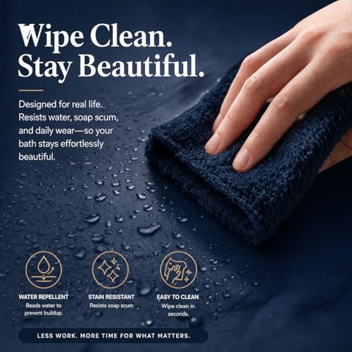 Image of EHZNZIE Navy Blue Shower Curtain Liner 72x72, PEVA Waterproof Bath Curtain, No Chemical Smell, 3 Weighted Magnets, Durable with Rustproof Metal Grommets
