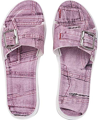 brauch Womens Denim Belt Slides Slipper Flip Flop (Pink, 7) (B084Z3ZRWM) Amazon Price History, Amazon Price Tracker