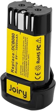 Joiry 8V 2000mAh Li-ion Replacement Battery with Higher Safety & Longer Runtime - Compatible with Dewalt DCB080, DW4390, DCF680N1, DCF680N2 DCF680G2 Cordless Power Tools 1-Pack