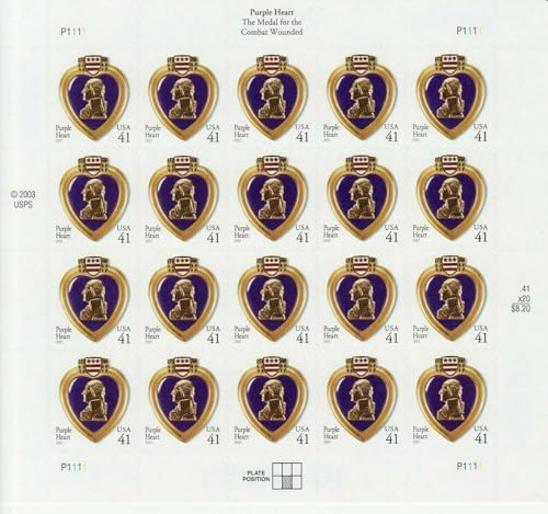 Timbres Scott 4164 Motif Cœur Violet grand format premium 20 x 41 cm