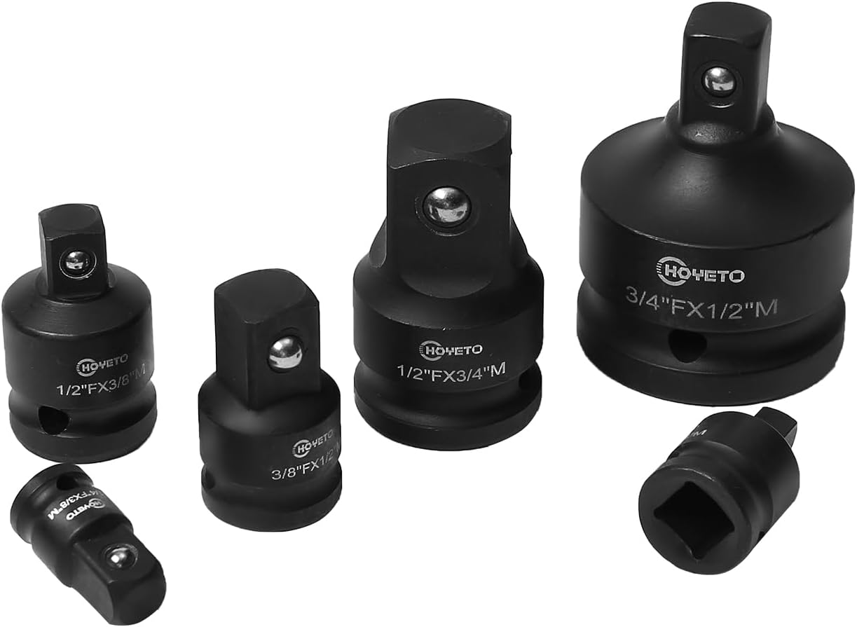 8-Piece Impact Socket Adapter Set, 1/2 F×3/8 M 3/8 F×1/2 M Drive Adapters, Heavy Duty Cr-Mo Steel Kit with Ball Detent for Impact Wrench & Driver