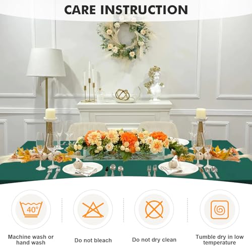Image of SEPARO 2 Pack 6 Ft Hunter Green Spandex Table Cover Fitted Rectangular Tablecloth Stretchable Fabric Table Cloth 6 ft Wrinkle-Free for Party Tradeshows Banquet Weddings Cocktail