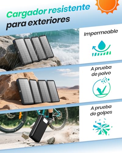 Batería Externa Solar para Camping y Senderismo con 4 Paneles 3