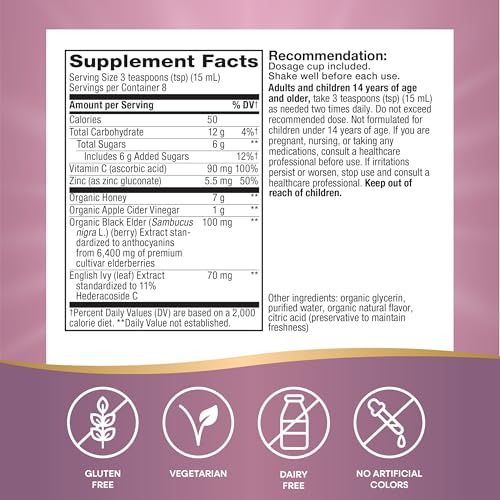 Nature's Way Sambucus Cough + Immune* Elderberry Syrup, Honey, 4 Fl Oz - image 5