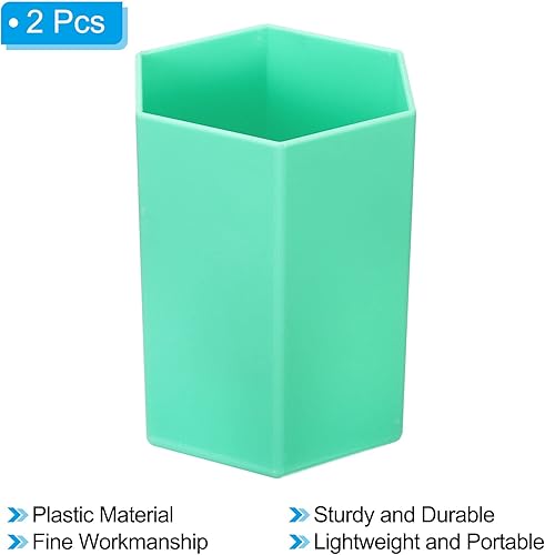 Miniatura 3 de PATIKIL Portalápices, paquete de 2 soportes de plástico para brochas de maquillaje, organizador de escritorio hexagonal para almacenamiento de