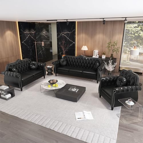 Luxury leather sofa set
