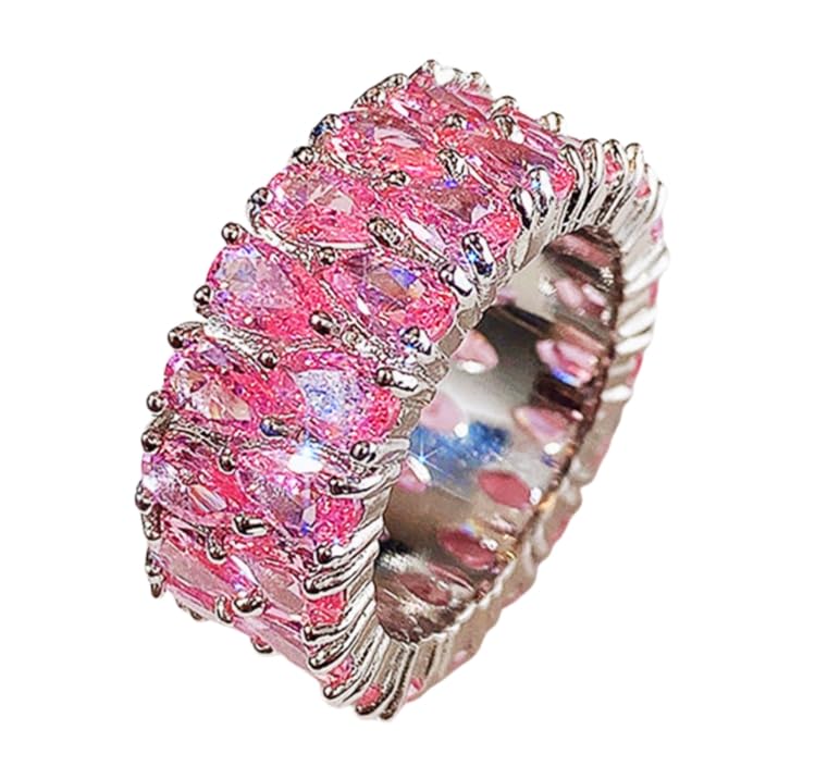 Light luxury luxury double drain drop zircon ring women's full diamond couple ring