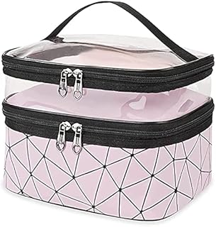 Wdnba Double Layer Makeup Bag, Toiletry Bag Waterproof Travel Large Cosmetic bag Clear Toiletry Bag Makeup Organizer for Women Girl