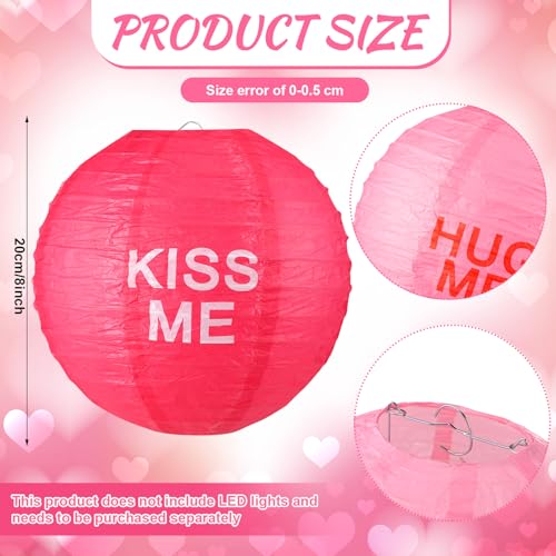 Image of Panelee 12 Pcs Valentine's Day Party Decorations Paper Lanterns Conversation Heart Decoration Lanterns 8 Inch Pink Hanging Paper for Valentine Party Indoor Outdoor Decorations Supplies