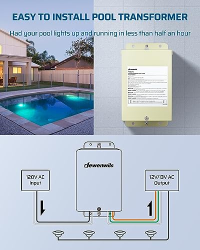 Dewenwils HOSL05C 300W Low Voltage Pool Light Transformer, 120V Ac To 12V/13V/14V Ac, Multi-Tap Safety Transformer For Pool Lighting, Spa, Underwater Fountain Lights, Outdoor Landscape Lights… thumb #3