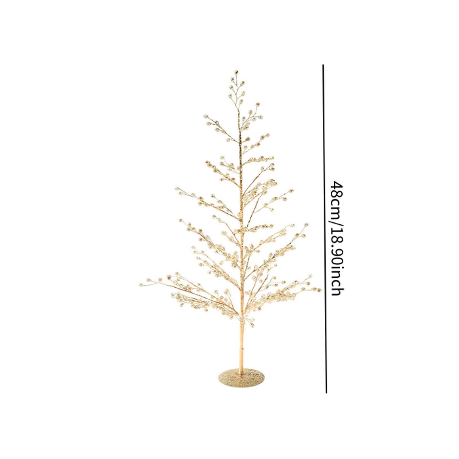 Qianly Adorno Navideño de Abedul de 48 Cm (18,90 Pulgadas), Accesorio Brillante para Fotos, del Dinero Artificial para Fiestas, Vacaciones Y Decoración, Dorado, Individual