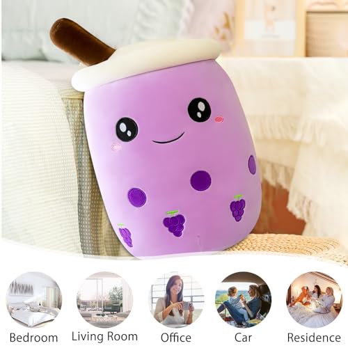 DAWRIS Bubble Tea Plüschkissen, Plüschtier Stofftier Boba Tea 25cm ilchtee Tasse Plush Plüschkissen Weich Kuscheltier Plüschkissen Spielzeug für Weihnachten, Geburtstag (Lila)