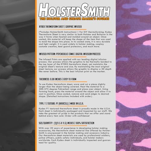 Image of KYDEX Sheet - (Infused Print) - (12in x 12in) - (Psychedelic Camo) - (1 Sheet) - (for Holster Making & Hobby) - (USA Made)
