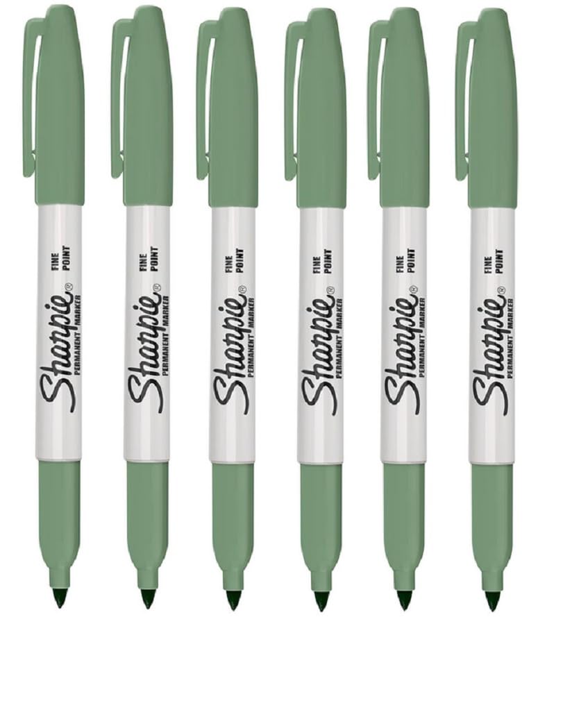 Sharpie Fine Point Permanent Marker Pen Jasper Green 6 Pack