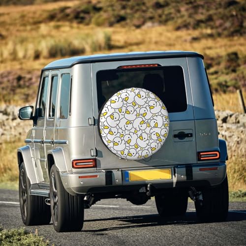 Image of Cute Duck Spare Tire Cover Universal Wheel Tire Cover Funny Cartoon Duck Tire Protectors for Travel Trailer Rv SUV Truck Camper and Many Vehicle 14 Inch