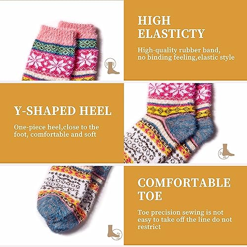 ICEIVY 5 Pair Fuzzy Cozy Socks for Women - Warm Comfy Soft Casual Home Sleep Winter Wool Socks - Gifts for Women2