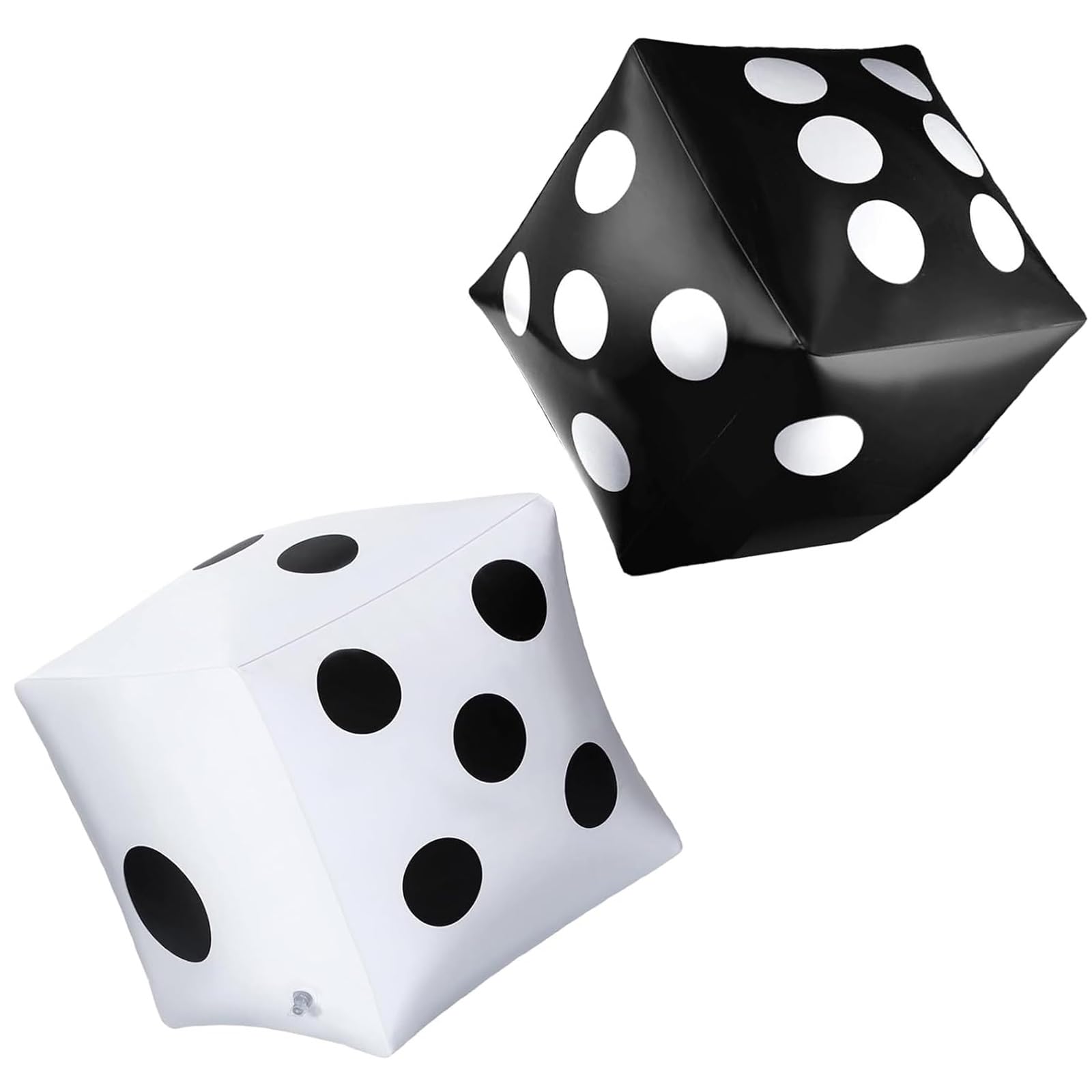 BaiDekun Pack of 2 Inflatable Dice Toys, 30 cm Giant Cube for Lawn Games & Pool Party (Black and White)