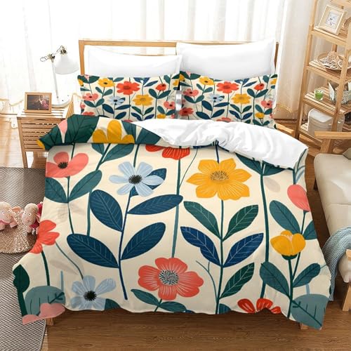 Housse de couette fleurie 200x200 pour lit double en microfibre - 3