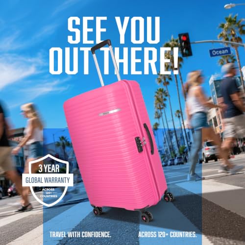 Image of American Tourister Liftoff+ | Large Size Check-in Trolley Bag (79 cm) for Travel | 360 8 Wheel Travel Luggage | Hard Case Polypropylene (PP) Suitcase | Mounted TSA Lock | Berry Blast