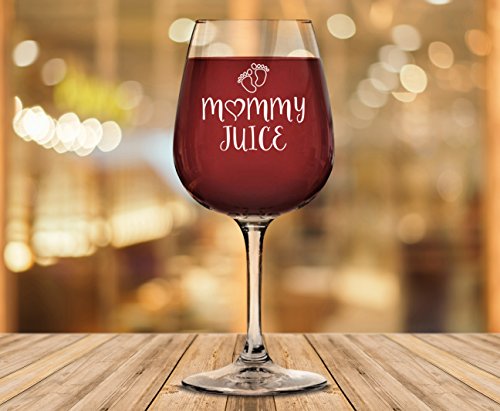 Mommy Juice Funny Wine Glass - Best Christmas Gifts For Women, Mother, Mom - Unique Xmas Wife Gift Idea From Husband, Kids - Fun Novelty Gag Birthday Present For A New Mom, Friend, Adult Sister, Her #TOP3
