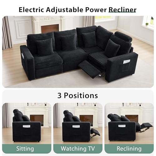 Image of RARZOE Modular Sectional Couch Armrests Module, Corduroy Armrests Modular Sofa Side Part for Living Room Modular Sectional Sofa Couch, Black