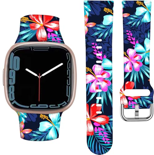 ANDRIU Compatible with Versa 4/Versa 3/Sense/Sense 2 Band for Women Girl, Cute Fadeless Replacement Sport Band Strap for Versa 4/Versa 3 Smartwatch(Colorful Flower)