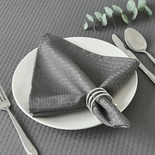 Image of maxmill Cloth Napkins Weaved Texture Pattern Soft Comfortable and Luxury Serviette for Restaurant Family Dinners Weddings Parties and Banquets Set of 4 Pieces, 20 x 20 Inch Charcoal Gray