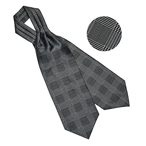 Image of DiBanGu 3PCS Ascot Ties for Men Wedding Jacquard Woven Silk Ascot Cravat for Men Cravat Tie and Pocket Square Set