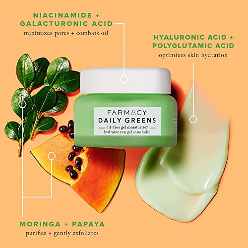 Farmacy Daily Greens Oil Free Gel Face Moisturizer - Daily Facial Moisturizing Cream With Hyaluronic Acid - New Fragrance-Free Formula, Trial Size 8Ml #TOP2
