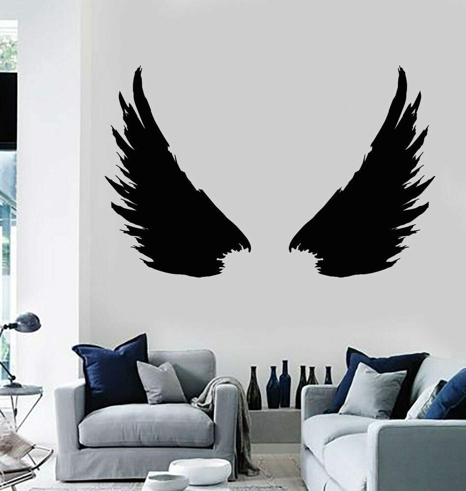 PVC Vinyl Eagle Wings Wall Decor Art Stickers (L X H 45 X 80 CMS, Black)