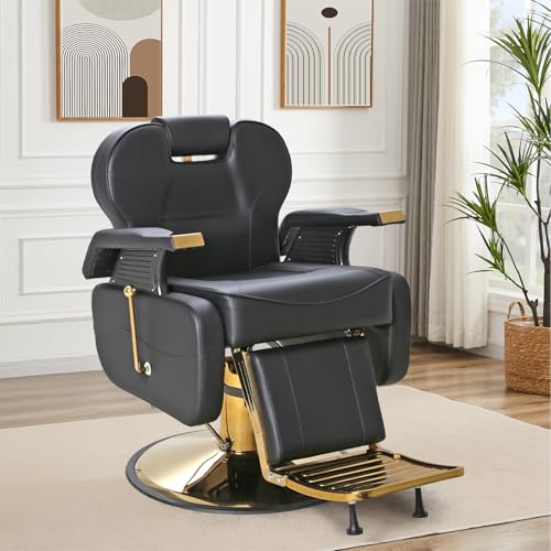 FHFO Barber Chairs for Barbershop, Heavy Duty Hydraulic Barber Chair, BK/GD