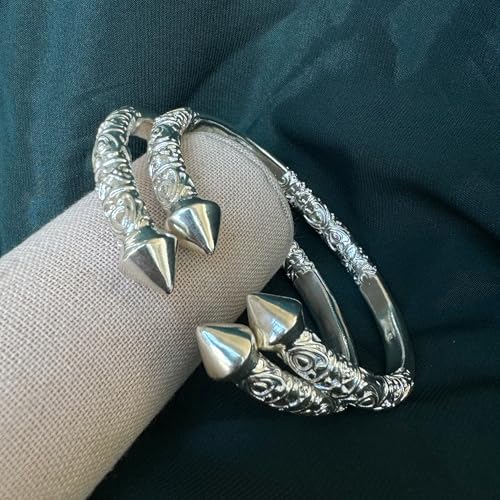 Extra Thick Pyramid 925 Sterling Silver West Indian Bangles, Heavy Cuff bracelets, 1 pair3