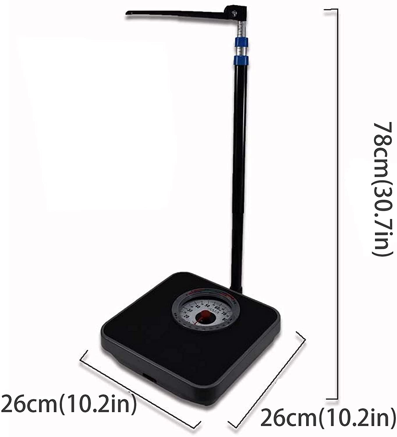 Screen magnifier Básculas Corporales Precisas con Tallímetro, básculas de Baño Mecánicas con Indicador de IMC, Personas de hasta 120 Kg/265 lbs, Esfera Grande